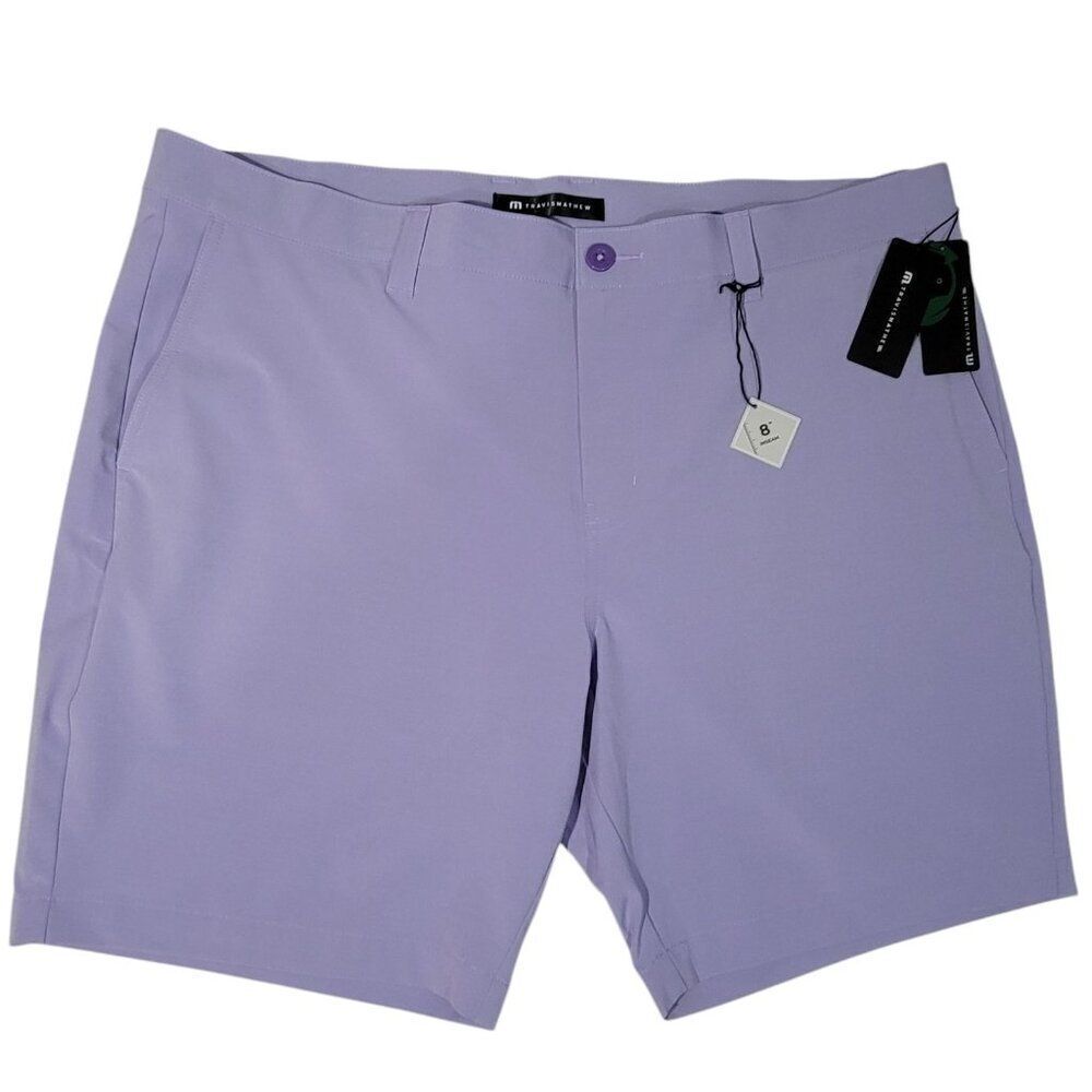 Travis Mathew Shorts Men Size 42 Performance Golf Tech Chino Lavender Preppy NEW